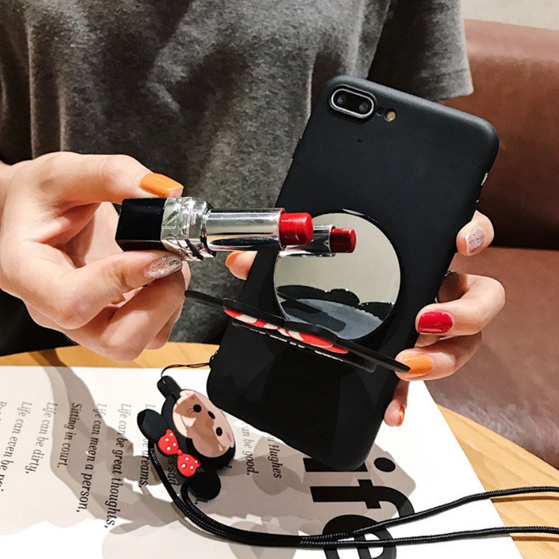 Ốp điện thoại Tpu mềm có gương hình Mickey Minnie thích hợp cho Iphone 6 6s 7 8 Plus Se 2020 X Xr Xs Max 11 12 Pro Max