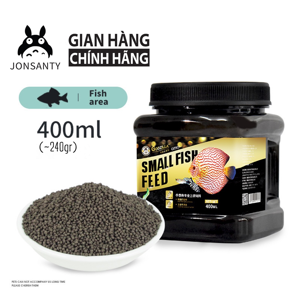 Thức ăn cho cá cảnh nhỏ 400ml/180ml Cám cá loại viên hạt nhỏ chất lượng cao, giàu chất đạm hàm lượng protein cao