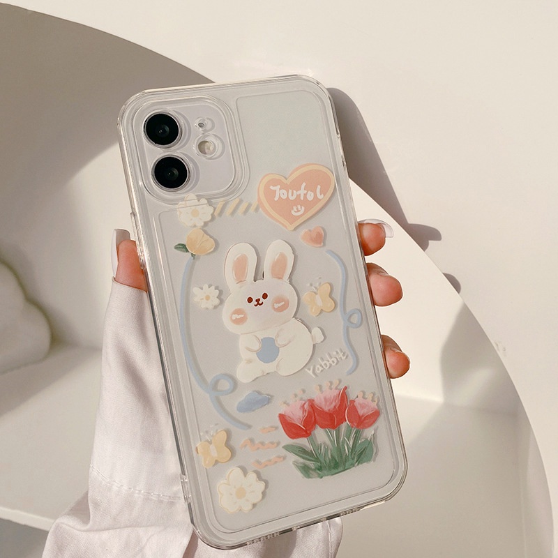 ốp iphone 11 Ốp điện thoại TPU họa tiết thỏ hoạt hình cho iPhone 11 Pro Max X Xr Xs M