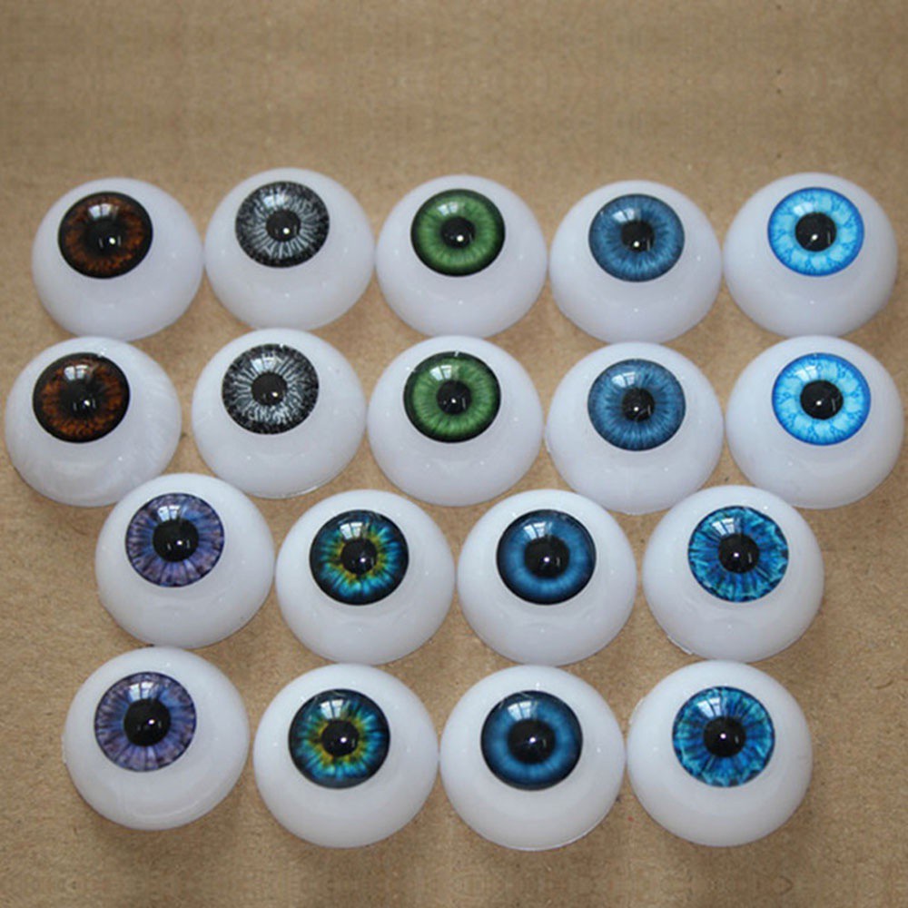 DIACHA 1pair 20MM Funny Eyeballs Animal Half Round Hollow Realistic Dolls Eyes Blue Brown Black Accessories Kids Toy Real Like 20inch new Baby