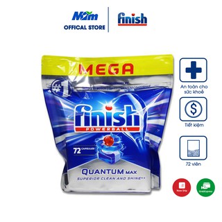 Viên rửa bát Finish Quantum Max cho máy rửa bát 72 viên/túi