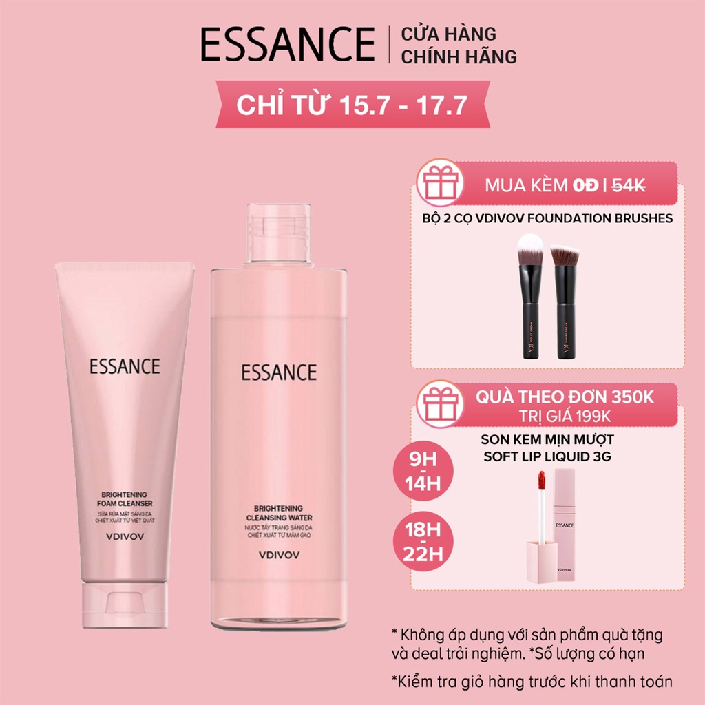 Combo sáng da Sữa rửa mặt và Nước tẩy trang Essance Brightening