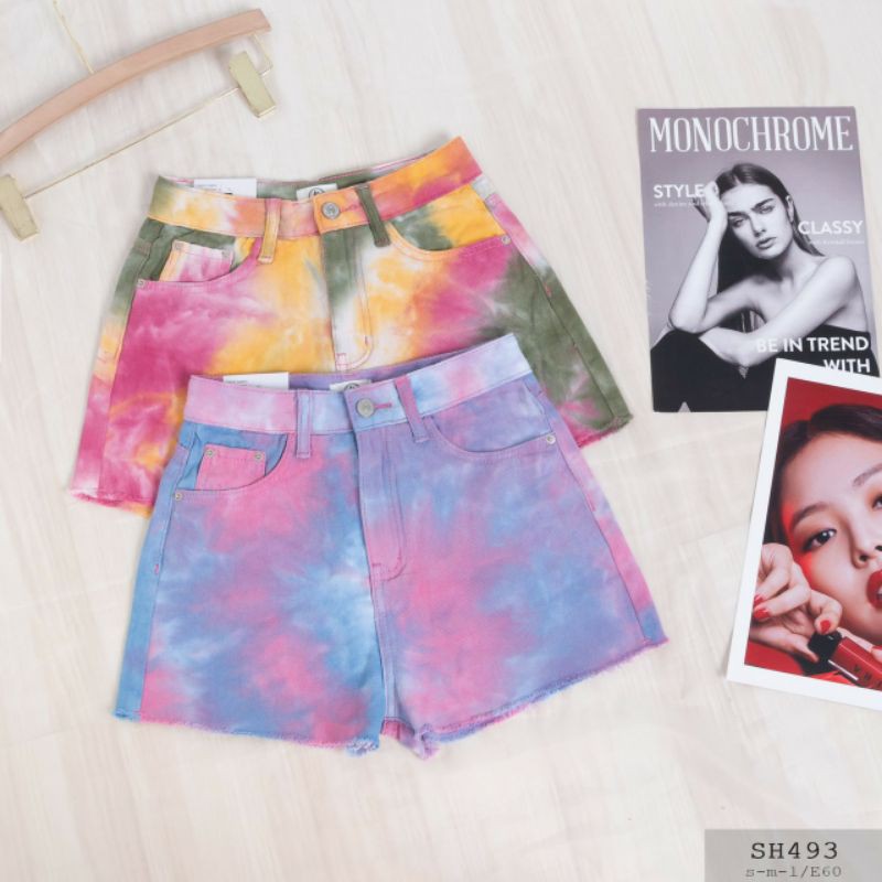 Quần short loang màu xanh hồng siêu hot