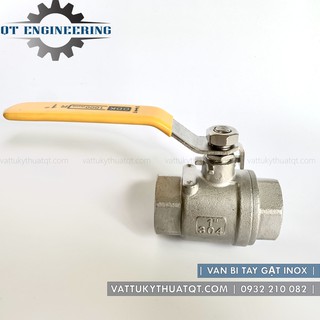 Van Bi Inox 304 (Tay Gạt Nối Ren ) | DN50 (Phi 60mm) [VATTUKYTHUATQT.COM]
