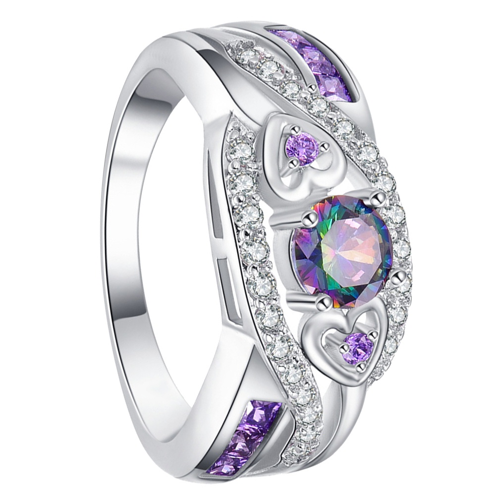 Nhẫn Đính Hôn Đính Đá Zircon Hình Trái Tim