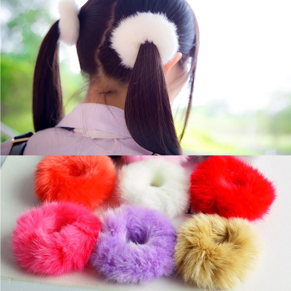 Set 2 Dây Cột Tóc Phối Lông Thú Cho Nữ