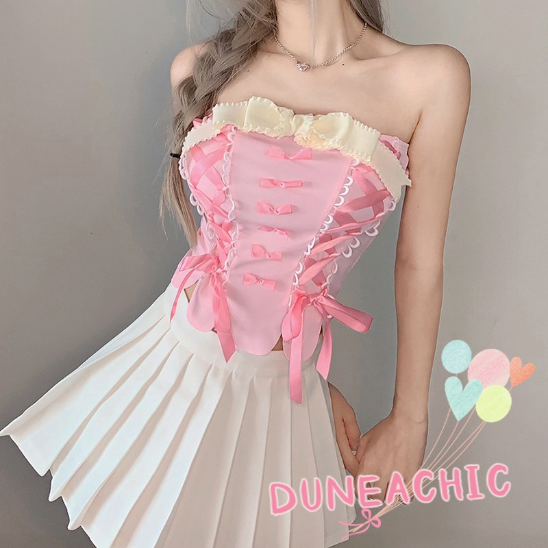 DUNEA Áo Lót Quây Ngực Không Dây Màu Hồng Quyến Rũ Cho Nữ