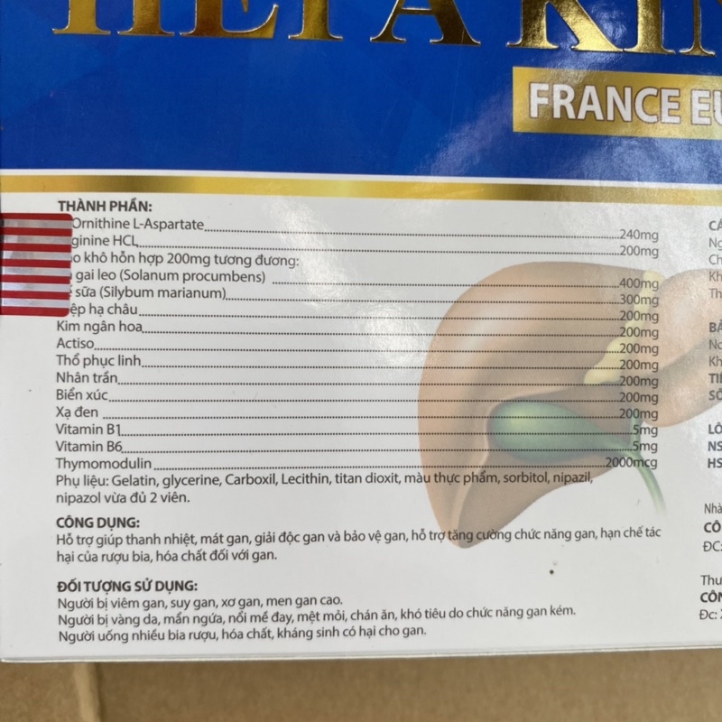 Viên uống bổ gan Cà gai leo xạ đen HEPA KING FRANCE EU GOLD ,Giúp bổ gan,tăng cường chức năng gan - Hộp 60 viên