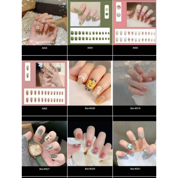 Móng tay giả combo 1 bộ 24 sp kèm keo