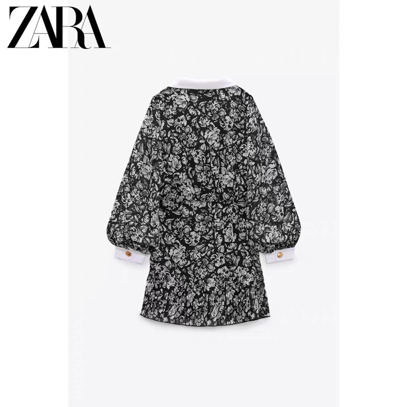 Váy voan hoa hồng phối cổ trắng Zarraa