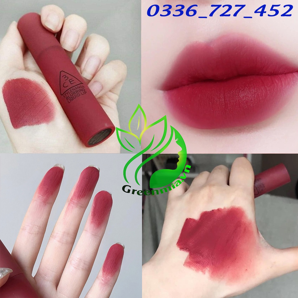 Son Kem Lì 3CE Blurring Liquid Lip Bearberry Hồng Nâu Mận Tôn Da