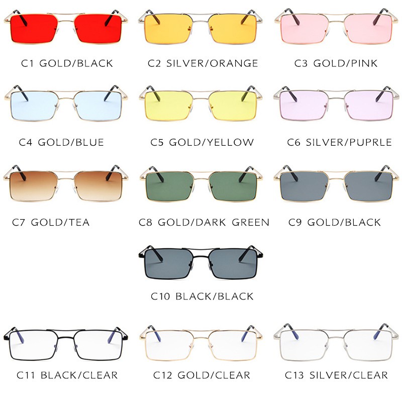 Kính Mát Thời Trang Khung Chữ Nhật Nhỏ Bằng Kim Loại Cho Nam & Nữ