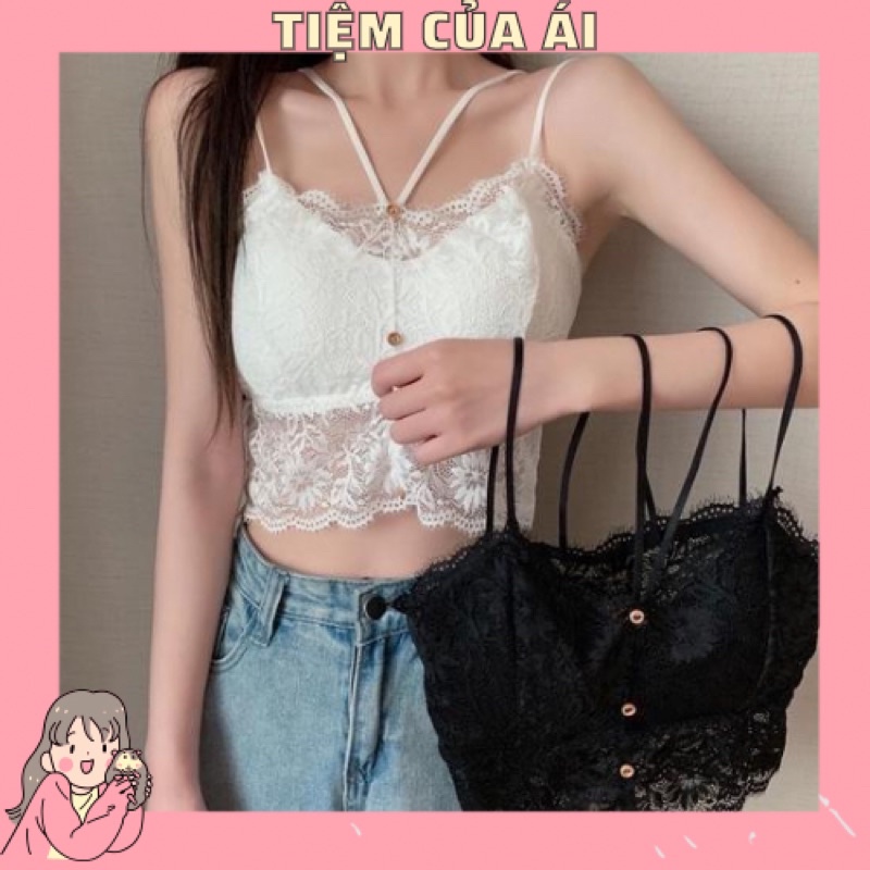 🌱 ÁO BRA HAI DÂY CHÉO CỔ REN NÚT GIỮA HỞ LƯNG GỢI CẢM 🌱