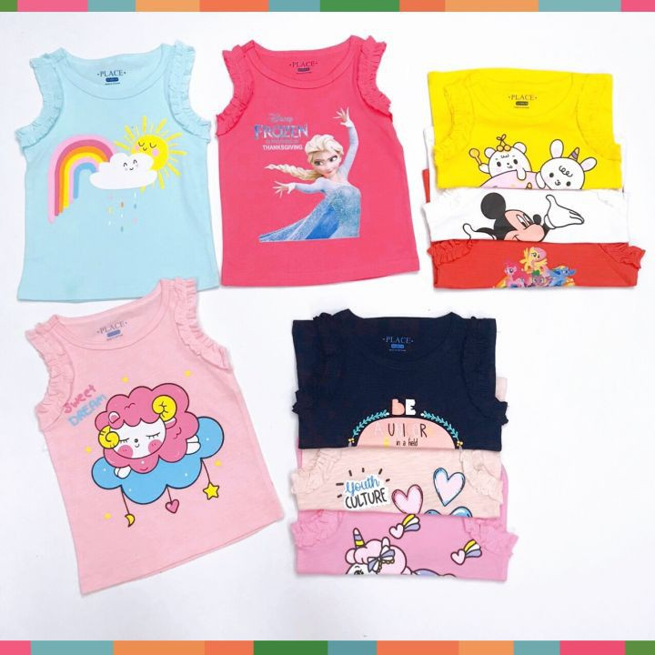 Áo thun bé gái, áo phông bé gái dáng ba lỗ, chất cotton, nhiều màu, size 1-5 - BONGKIDS