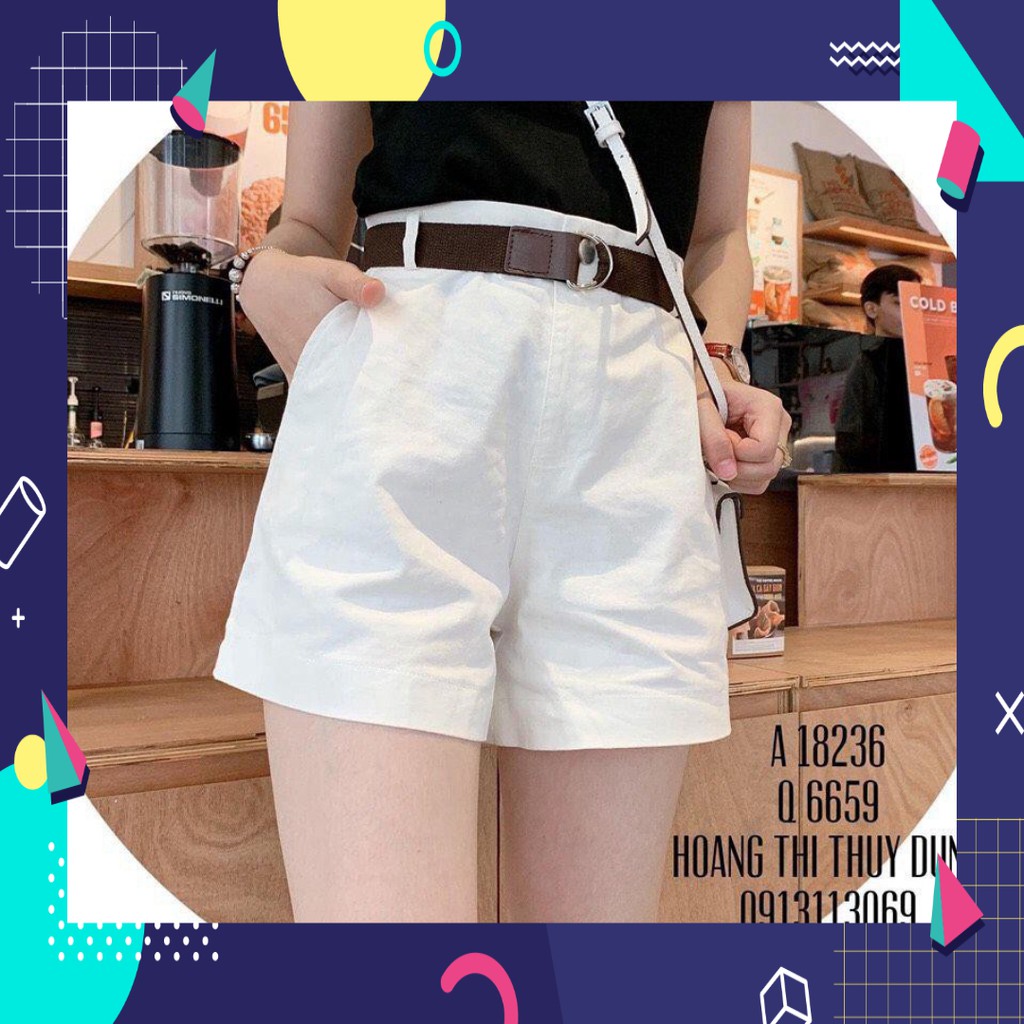 [Siêu hot] 15Q18B1 Quần sọt kaki trơn kèm nịt cá tính, 3 size SML, vải đẹp [Siêu hot]