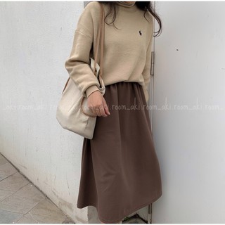 Chân váy xòe dạ vân chéo cạp chun