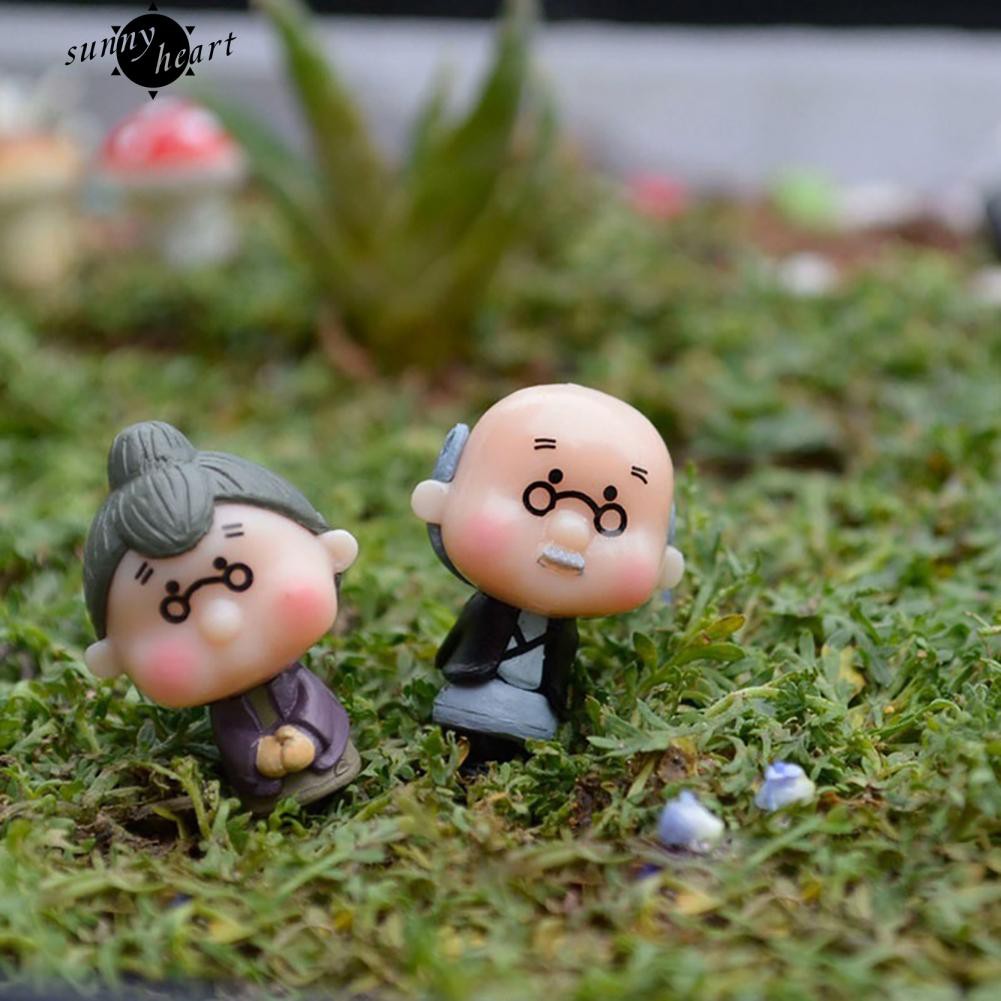 Set 4 tượng cụ ông và cụ bà mini thiết kế dễ thương dùng trang trí tiểu cảnh