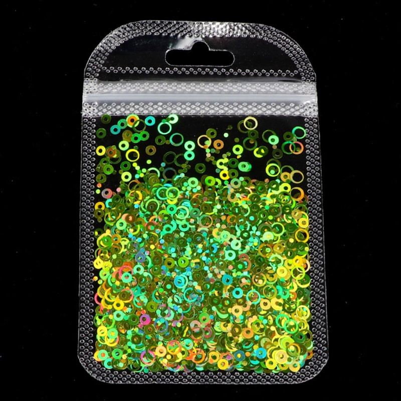 Sequin trang trí epoxy resin khoét lỗ hình tròn dạ quang lấp lánh 10 màu hỗn hợp thích hợp cho lễ hội