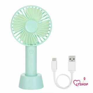 Quạt tích điện cầm tay mini 4 cánh pin sạc có chân đế để bàn