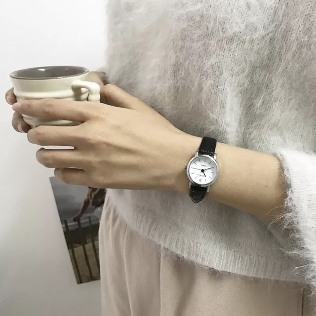 Đồng hồ Ulzzang Card Nick mặt tròn vạch kim dành cho nữ