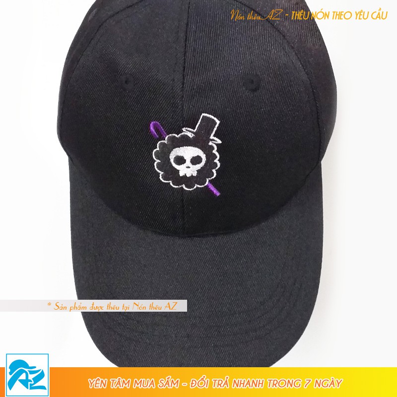 Nón kết One Piece thêu logo Brook màu đen - Mũ Lưỡi Trai MT527