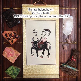 [❌FREESHIP 50k⛔] Mục đồng thả diều - Tranh Đông Hồ Biểu Lụa