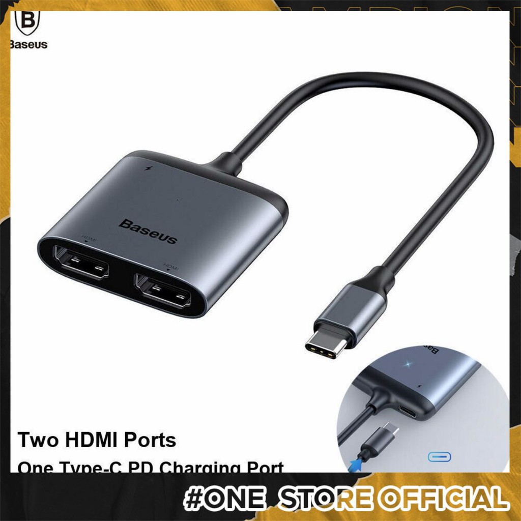 Hub chuyển Baseus Enjoy Series Type C to Dual HDMI 4K + Type C PD intelligent HUB adapter