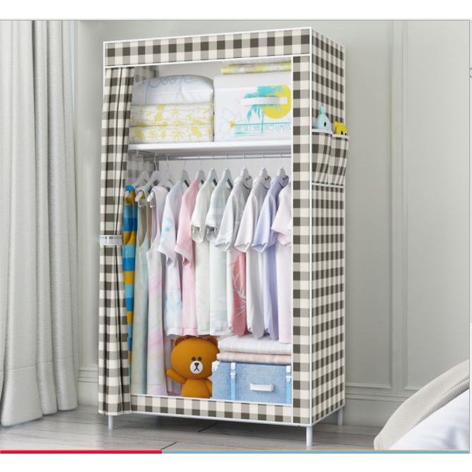 Tủ quần áo Vải Tủ vải 3D 2 Buồng Đựng Quần Áo tủ vải 1 Buồng 2 Ngăn treo quần áo tiện dụng