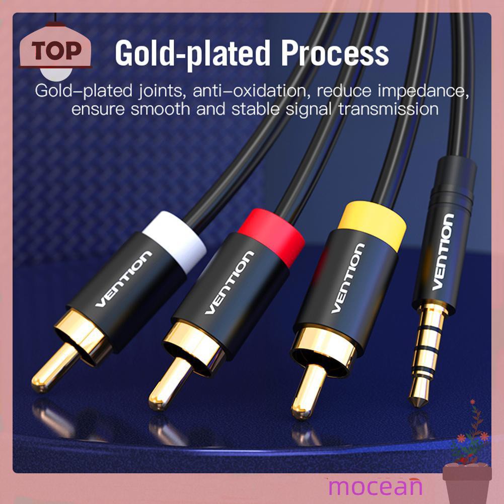 Mocean Vention Dây Cáp Chuyển Đổi Từ Giắc Cắm 3.5mm Sang 3 Cổng Rca