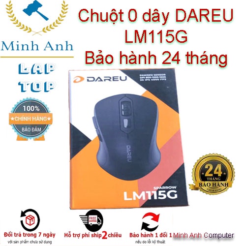 Chuột không dây LM115G Dareu - Chuột máy tính 0 dây,BH 24 tháng