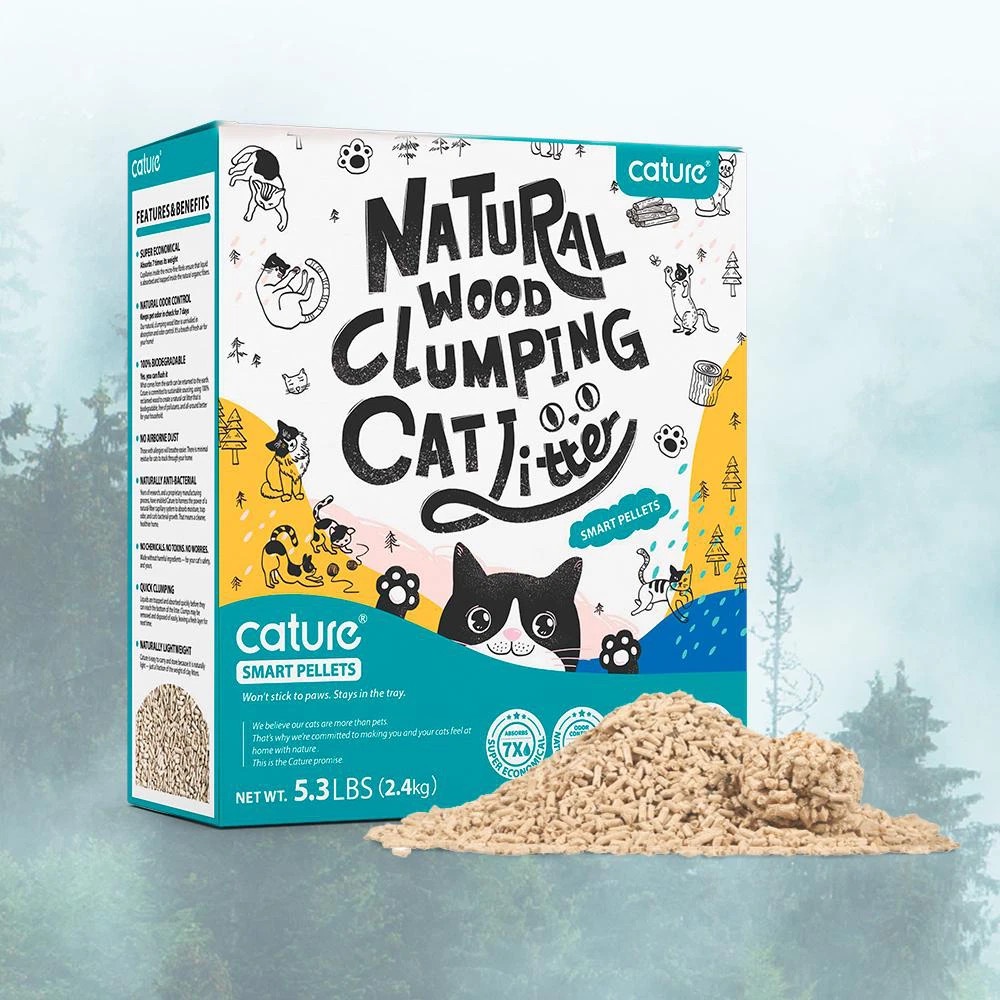 Cát gỗ Cature Natural Wood dành cho mèo loại 5,3l túi 2,4kg xả được bồn cầu