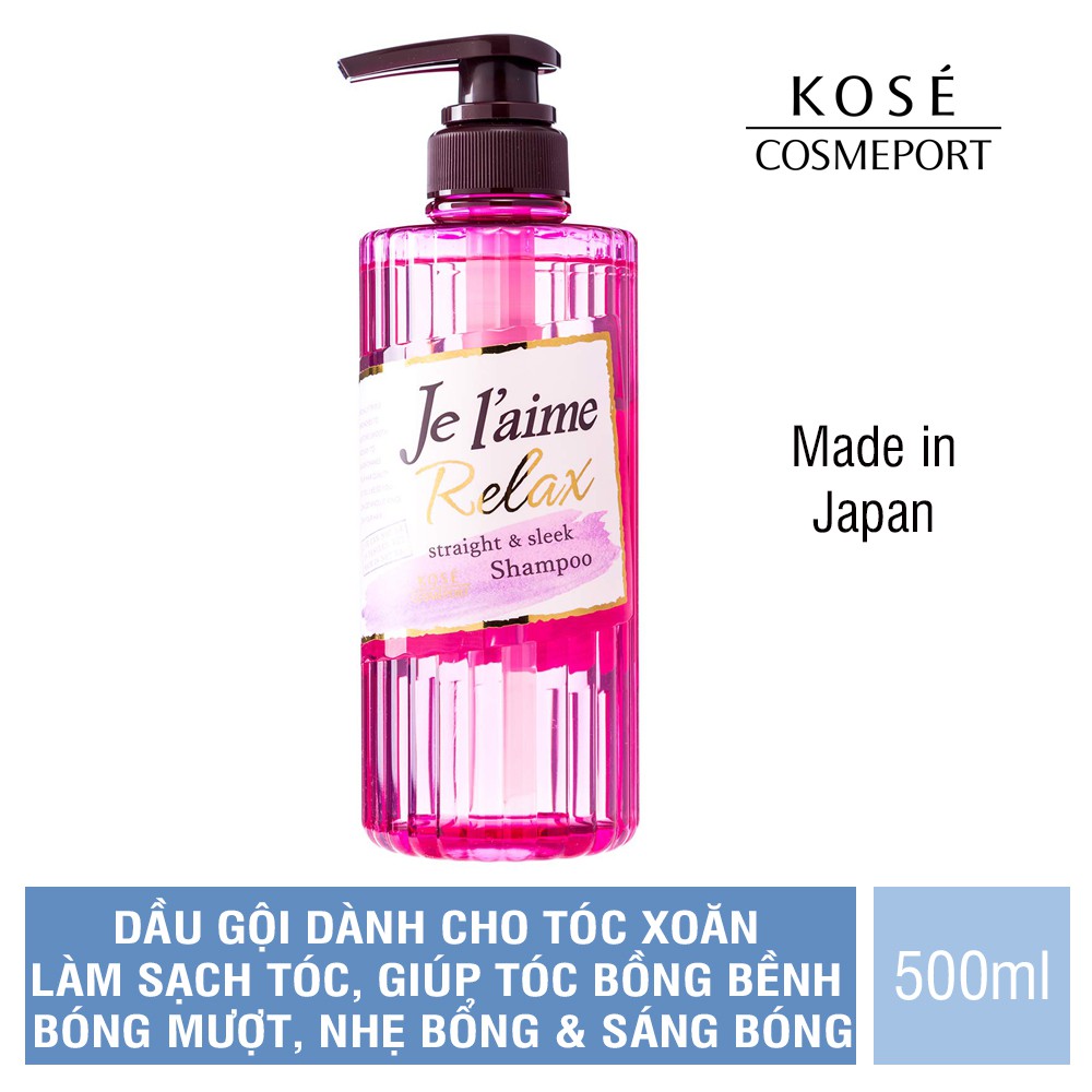 Dầu gội dành cho tóc xoăn Kosé Cosmeport Je l’aime Relax Shampoo Straight & Sleek 500ml