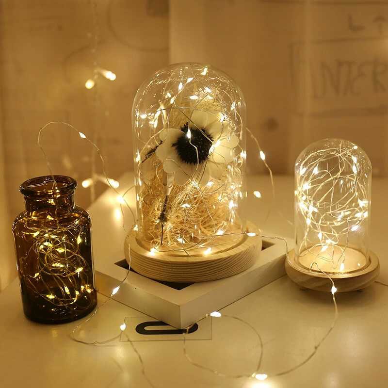 Dây Đèn LED 1M 2M 3M Sử Dụng Pin Chống Thấm Nước Trang Trí Giáng Sinh / Đám Cưới