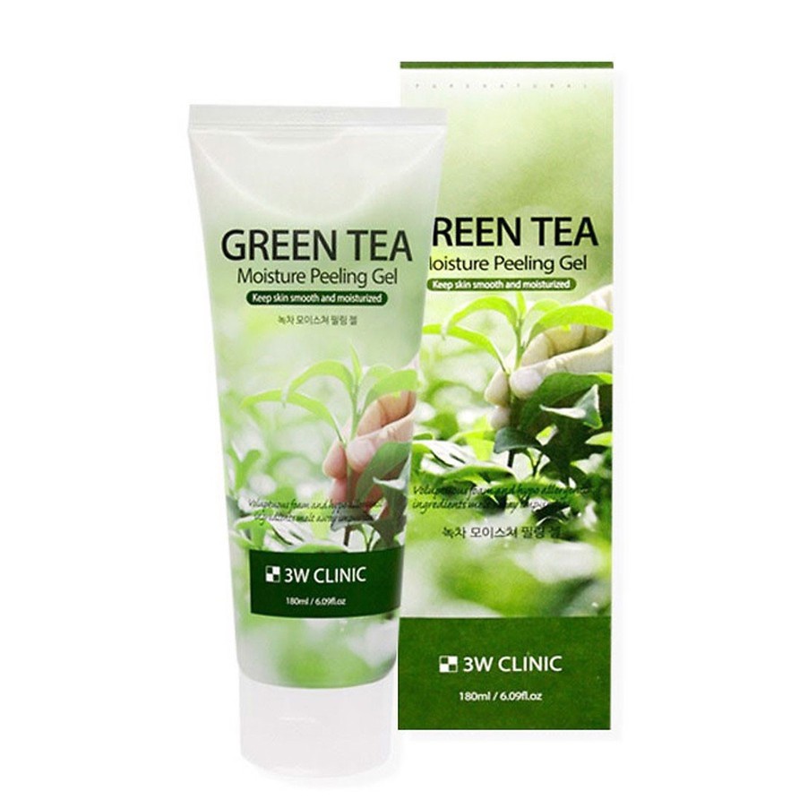 [CHÍNH HÃNG]Tẩy da chết Green Tea Moisture Peeling Gel 3W- 180ml tái tạo da giúp da trắng sáng.