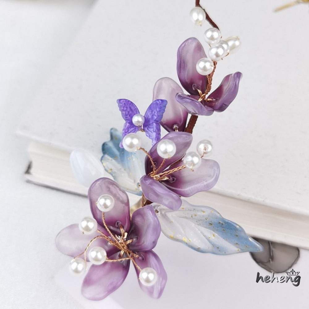 Nĩa Cài Tóc Đính Ngọc Trai Nhân Tạo Màu Sắc Retro