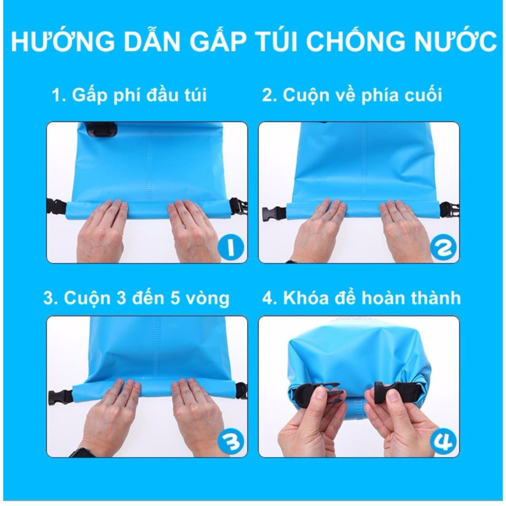 Túi chống nước tuyệt đối 100%, 5L, chất liệu cao cấp SPORTY (Đỏ)