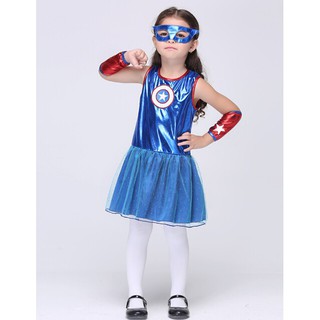 Bộ đồ hóa trang Captain America dành cho bé gái 3-10 tuổi