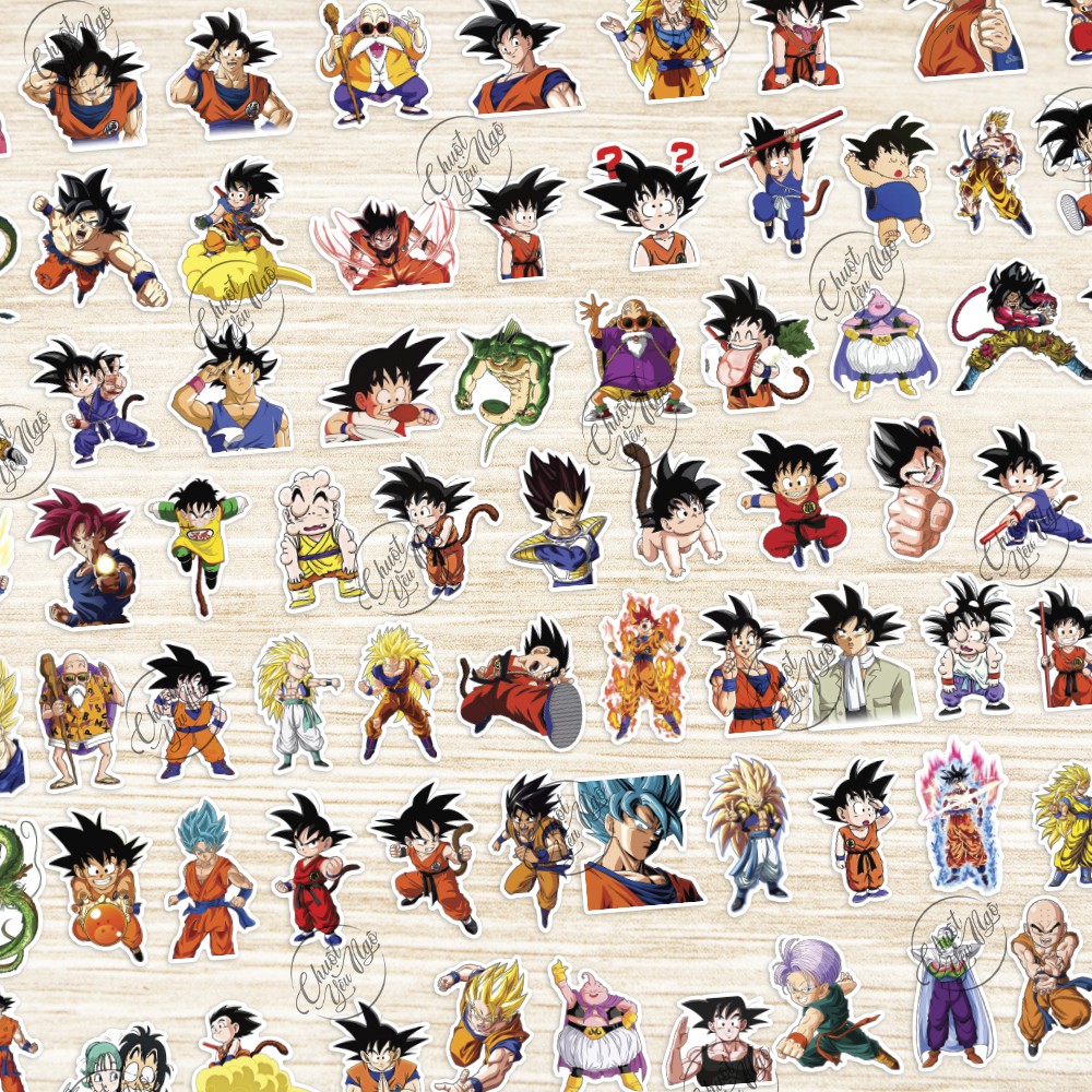 Combo 25/50/75 sticker chống nước hình dán decal Son Goku 7 viên ngọc rồng Dragon Ball
