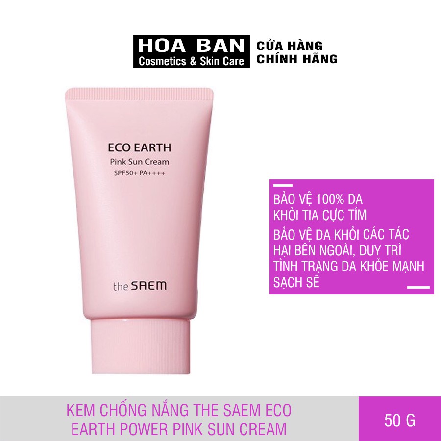 Kem Chống Nắng The Saem Kcn Eco Earth Power Sun Cream EX - Hoa Ban Cosmetic