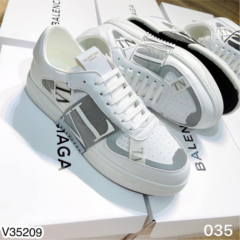 Giầy buộc dây nam Valentinoo - Giầy Sneaker nam VLTN - Giầy buộc dây nam trắng đế cao