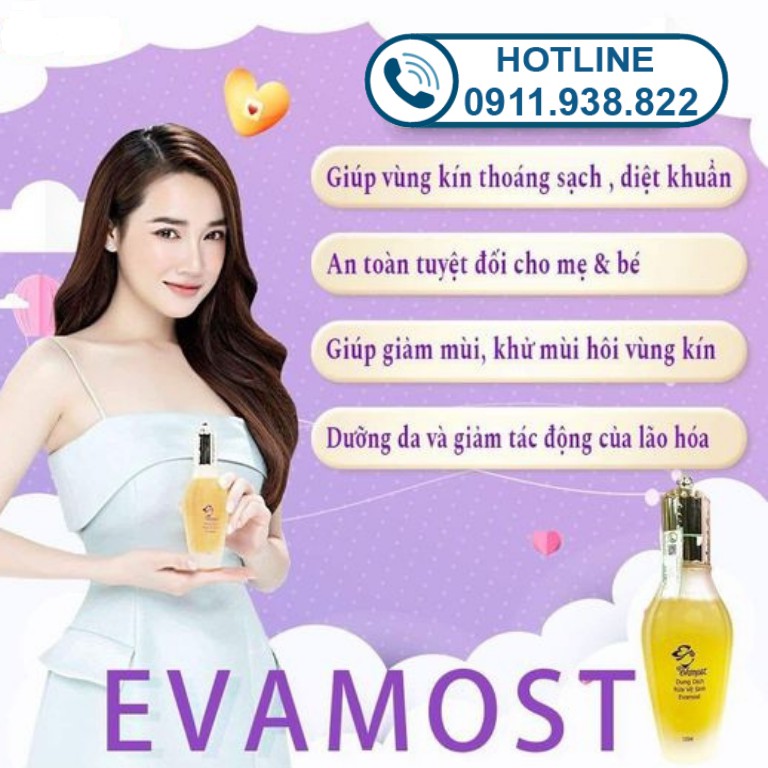 Dung dịch vệ sinh phụ nữ EVAMOST chính hãng -  Nước rửa vệ sinh vùng kín Evamost chính hãng