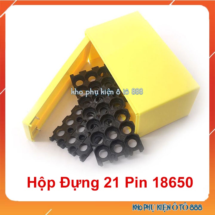 Hộp đựng 21 pin 18650 dự phòng kèm khung cố định pin 3*7