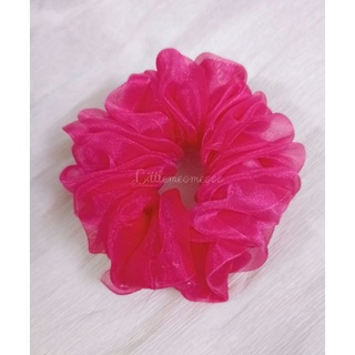 Scrunchies voan màu hồng cánh sen siêu hot/ Dây cột tóc màu hồng cánh sen ánh nhũ