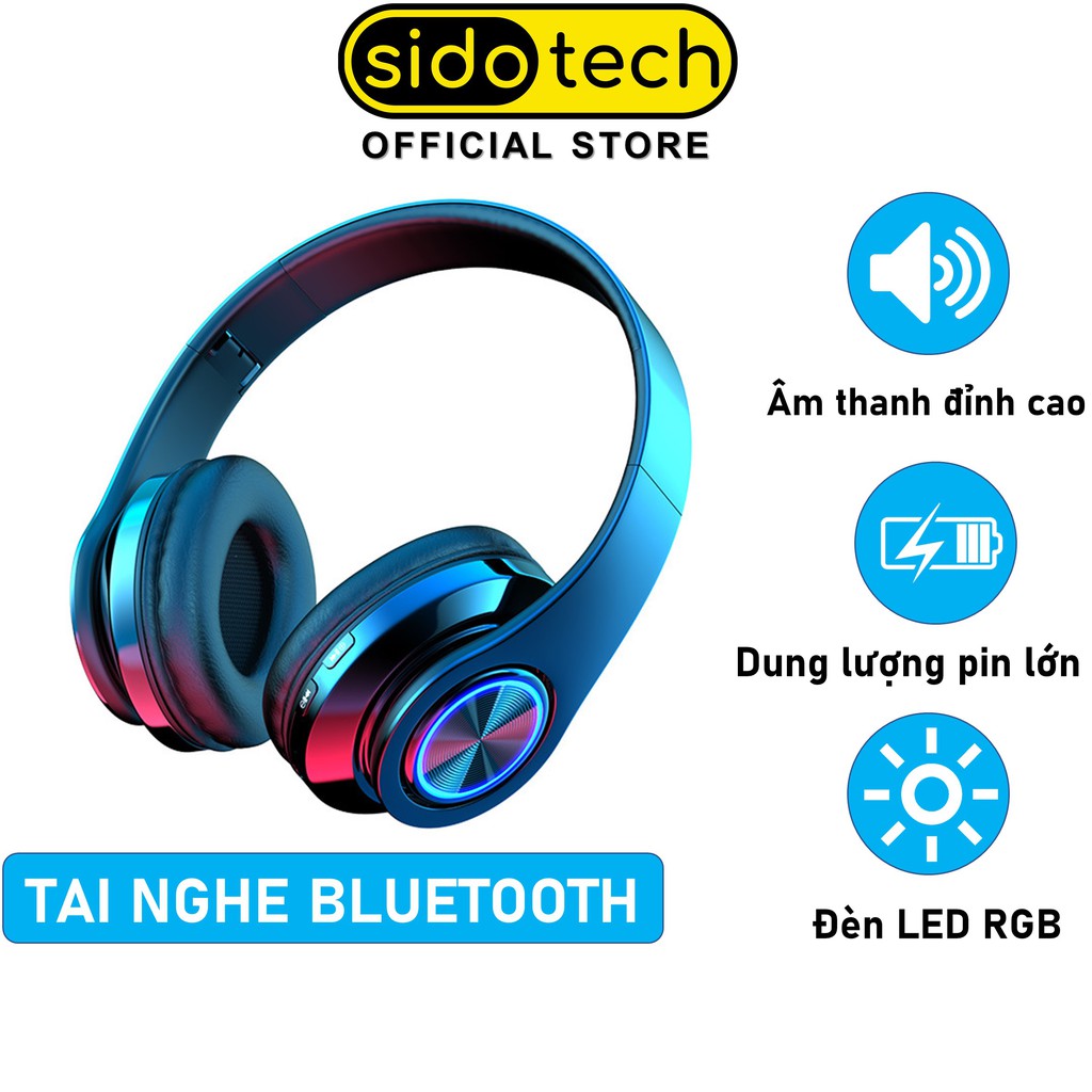 Tai nghe chụp tai không dây SIDOTECH B39S kết nối bluetooth chống ồn pin trâu nghe nhạc tương thích điện thoại laptop