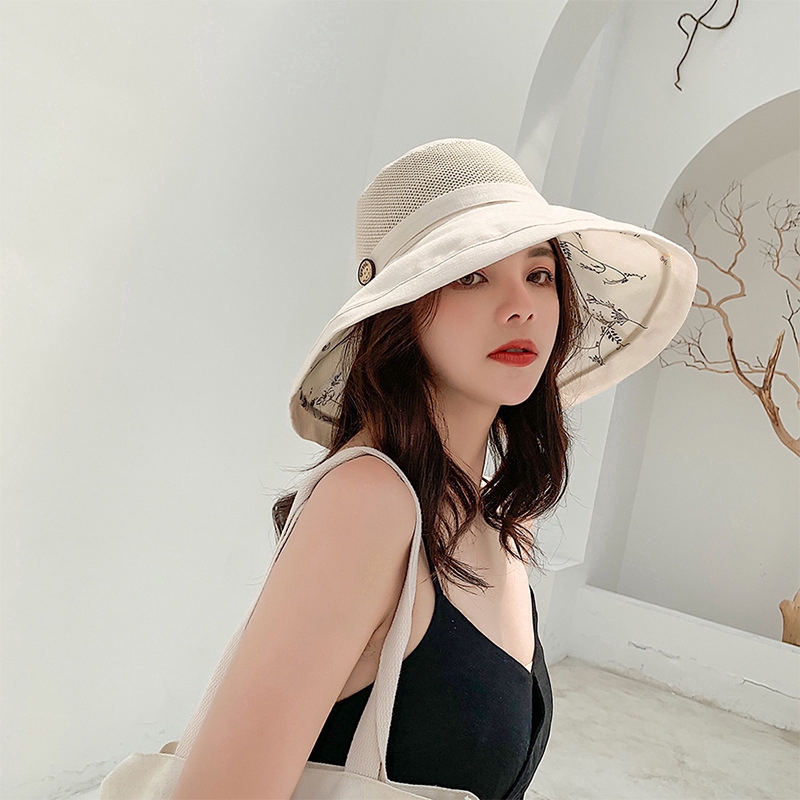 Breathable Japanese-Korean-style wide-brimmed hat with 2 sides