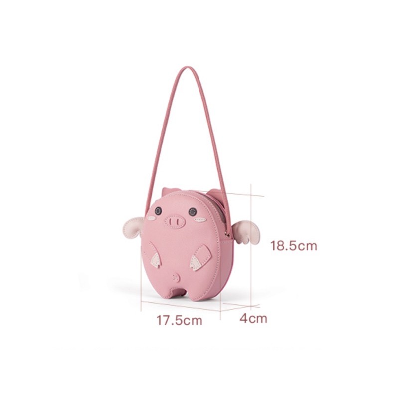 DIY bộ kit túi da đeo chéo Ulzzang tự may hình heo con đáng yêu nguyên liệu đầy đủ cắt sẵn làm quà tặng ý nghĩa lenmade