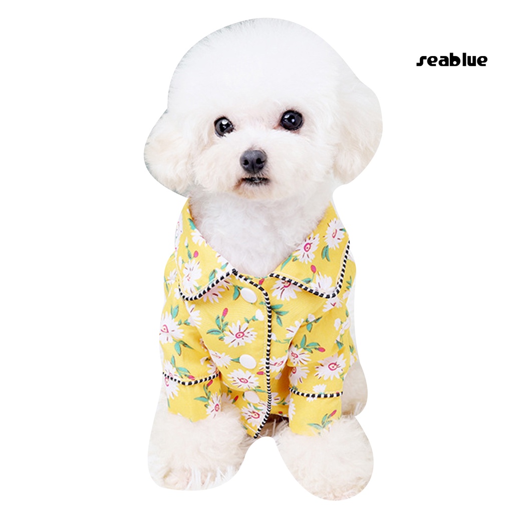 Bộ Đồ Ngủ Pijama Hai Chân Thoáng Khí In Họa Tiết Hoa Dành Cho Cún Cưng