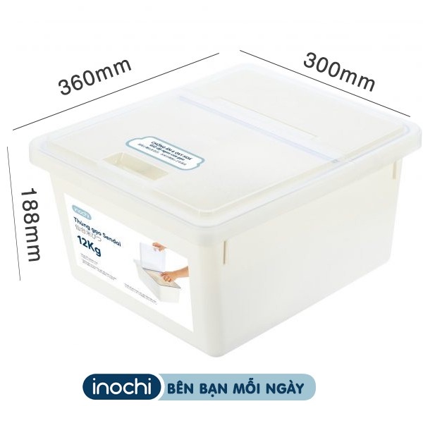 Thùng Đựng Gạo Sendai 12kg Cao Cấp Tiêu Chuẩn Nhật Bản
