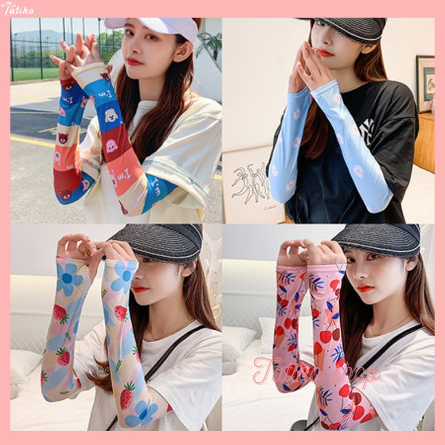 [Hàng Xịn, Giá Tốt] Găng Tay Xỏ Ngón Chống Nắng Tia UV Thoáng Khí Họa Tiết Dễ Thương Nhiều Màu - Mã GT002