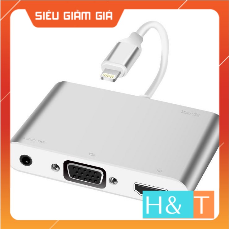 Cáp lightning to HDMI và VGA +Audio 3.5 kết nối tivi với điện thoại iphone ipad